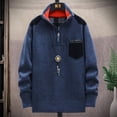 thumbnail image 1 of XMMSWDLA Mens Plus Top Long Gradient Color Block Plus Fleece Sweater Coat Hooded Cardigan Sweater, 1 of 6