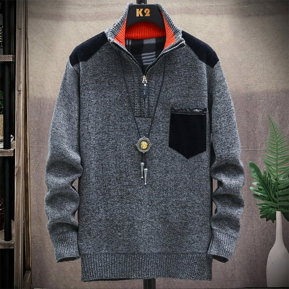 XMMSWDLA Deals Clearance Mens Plus Top Patchwork Long Sleeve Knitting Hooded Cardigan Zipper Coats