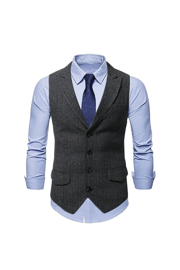 Mens Plus Top Single-breasted Vest Gilet Fit Breathable Business Casual Streetwear Jacket
