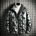 thumbnail image 1 of XMMSWDLA Mens Plus Top Solid Casual Thicken Stand Up Collar Zipper Keep Warm Jacket Coats, 1 of 8