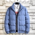 thumbnail image 1 of XMMSWDLA Deals Clearance Mens Plus Top Solid Casual Thicken Zipper Stand-up Collar Keep Warm Jacket Coats, 1 of 8