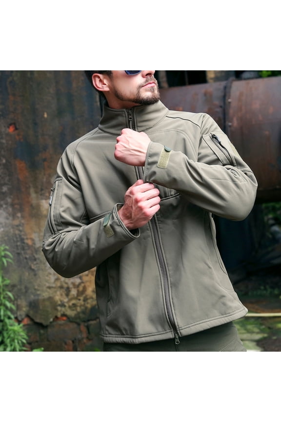 Mens Plus Top Warm Fleece Waterproof Shark Skin Soft Shell Outdoor Jacket Camouflage