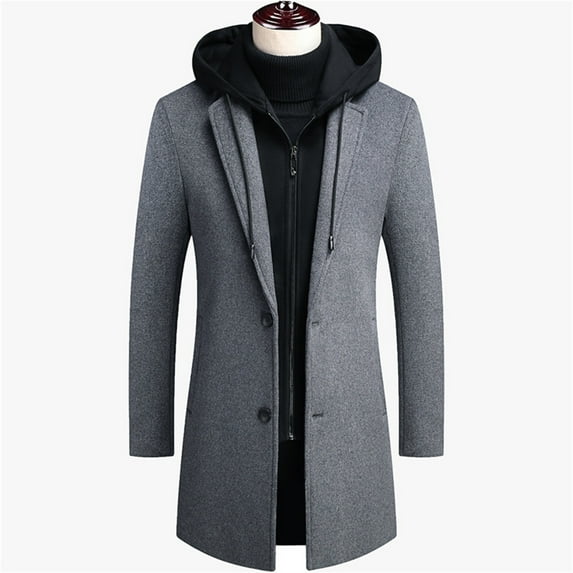XMMSWDLA Deals Clearance Mens Plus Top Winter Coat Slim Fit Long Coat Business Coat With Stand-Up Collar Winter