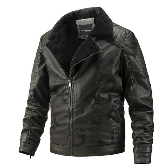 XMMSWDLA Deals Clearance Mens Plus Top Winter Lamb Velvet Leather Jacket Plus Velvet Warm Jacket Motorcycle Jacket