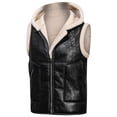 thumbnail image 1 of XMMSWDLA Deals Clearance Mens Plus Top Winter Solid Color Vest Leather Clothin One Coat Retro Warm Hooded Jacket, 1 of 7