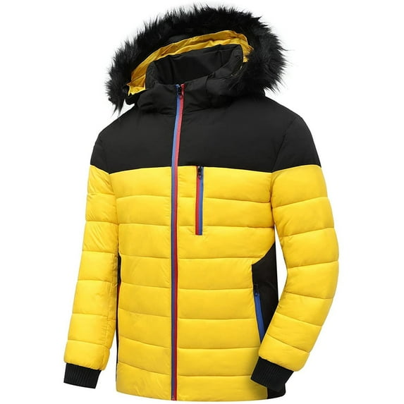 XMMSWDLA Deals Clearance Mens Plus Top Winter Stitching Casual Thick Fit Side Seam Pockets Warm Zipper Cotton Jacket