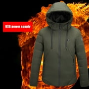 XMMSWDLA Deals Clearance Tops for Men Winter Four Districts USB Third Gear Heating Constant Electric Ski Cotton Clothes Padded Keep Warm Thickening Jacket