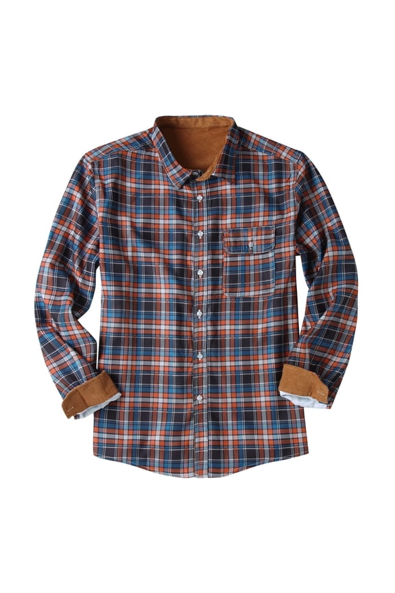 Tops for Men Non-positioning Printing Turndown Lattice Long Sleeve Single-breasted Cardigan Buttoned Jacket Coat