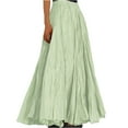 thumbnail image 1 of Yucgh Women's Pleated Solid Color Maxi Skirt with Large Swing, A-line Floor Length Skirt, Casual Flowy Skirt with Elastic Waist,Light Green,S, 1 of 8