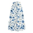 thumbnail image 1 of Yucgh Women's Floral Print Midi Skirt with Drawstring Elastic Waist, Casual Bohemian Skirt, A-line Summer Skirt with Pockets,Sky Blue,M, 1 of 7
