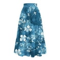 thumbnail image 1 of Yucgh Women's Floral Print Midi Skirt with Drawstring Elastic Waist, Casual Bohemian Skirt, A-line Summer Skirt with Pockets,Blue,L, 1 of 7