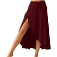 thumbnail image 1 of Yucgh Women's Solid Color High Waist Slit Midi Skirt, Elegant Bodycon Maxi Skirt, Slim Fit Casual Skirt with Side Split,Wine,S, 1 of 5