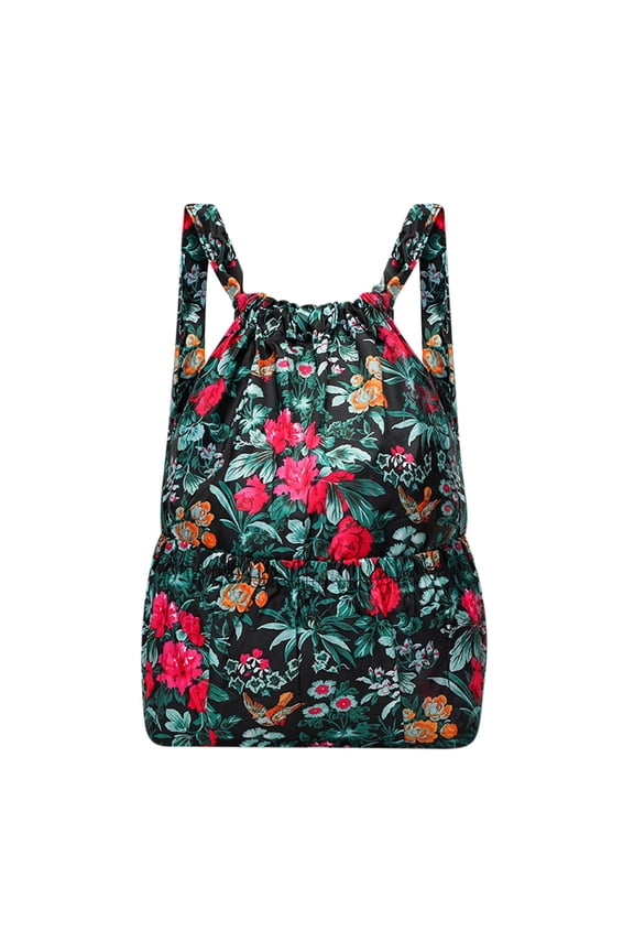 Drawstring Backpack Water Resistant String Bag Gym Sports with Shoe Compartment Side Mesh Pockets for Women Menmakeup Bag Travel Cosmetic Bag