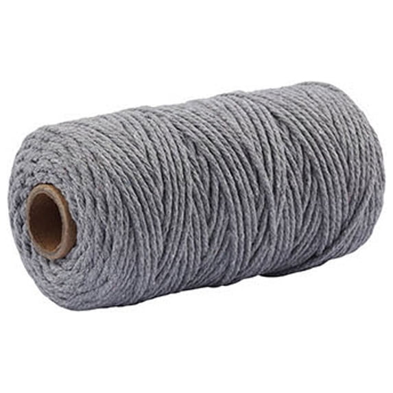XMMSWDLA Dyi Macrame Yarn 3 Mm X 100 M Decorative Warp Cotton for Knitting Crafts Diy Hand-Woven 3mm Thick Cotton Rope (100m) Gray