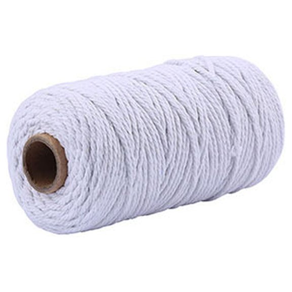 XMMSWDLA Dyi Macrame Yarn 3 Mm X 100 M Decorative Warp Cotton for Knitting Crafts Diy Hand-Woven 3mm Thick Cotton Rope (100m) White