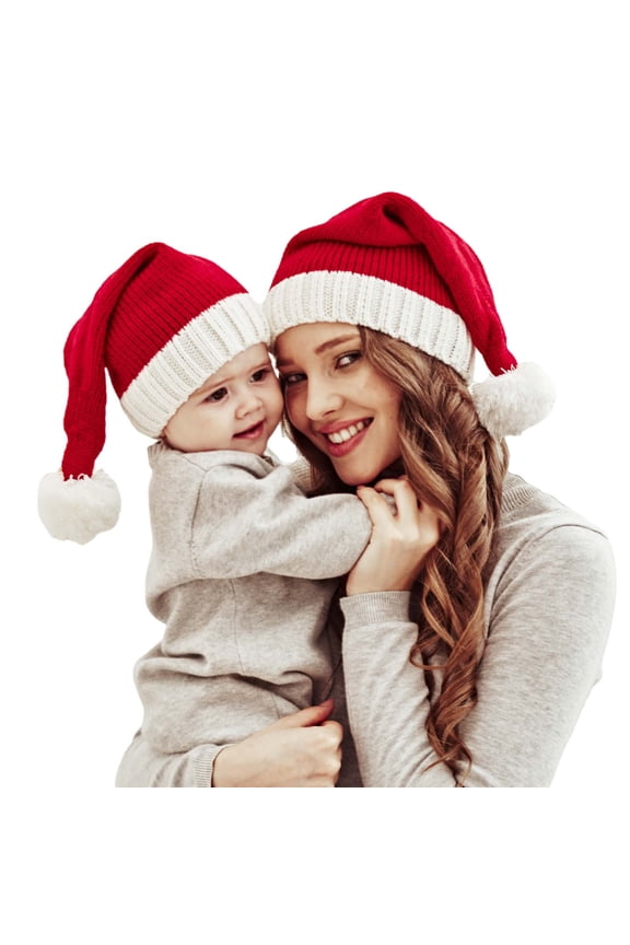 Family Matching Christmas Hat Winter Warmer Mother & Baby Knit Cap Xmas Parent-Child Beanie Hat Santaa Crochet Hatschristmas Tree Decorations
