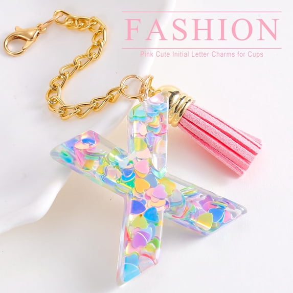 XMMSWDLA Fashion Alphabet Initial Letter Keychain Tassel Butterfly Pendant Key Ring for Purse Handbags Women Girl