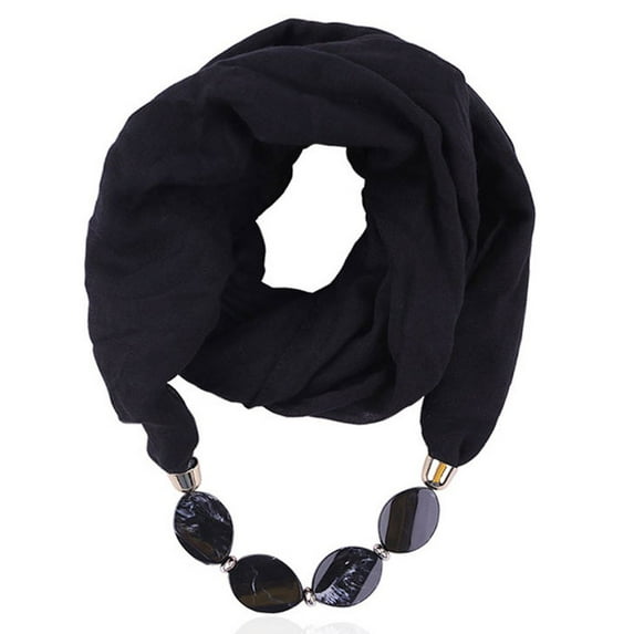 XMMSWDLA Fashion Bohemian Ethnic Jewelry Pendant Chiffon Scarf Necklace for Women Black