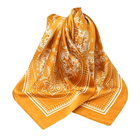 XMMSWDLA Fashion Scarves Vintage Cashew Flower Personality Small Scarf Decorated With Imitation Silk Square Scarf