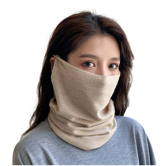 XMMSWDLA Fashion Scarves Woman Winter Elegant 4 In 1 Face Cover Scarf Hair Band Hair Ring Thin Warm Knitted Pullover Scarf
