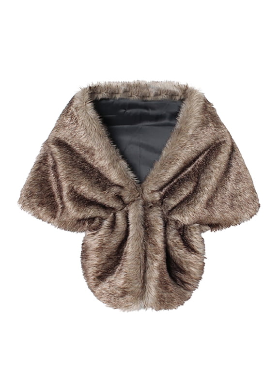 Faux Fur Shawl Wrap Winter Bridal Wedding Cover Up Coffee Fall Scarves