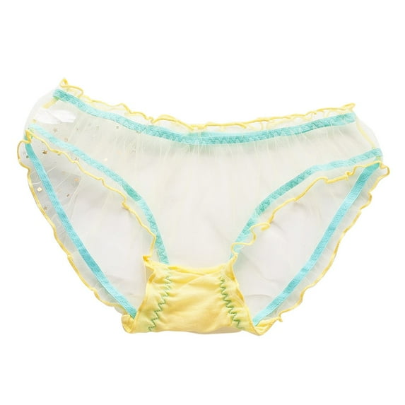 XMMSWDLA Female Personality Multicolor Transparent Mesh Lace Lingerie Ladies PantiesGold L Cotton Thongs for Women