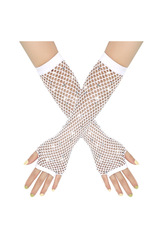 Fingerless Fishnet Neon Gloves 80s Fishnet Gloves Short Fishnet Mesh Fingerless Gloves For Women And Girls 80s 90s Party Accessories Supplies Mesh Gloves White