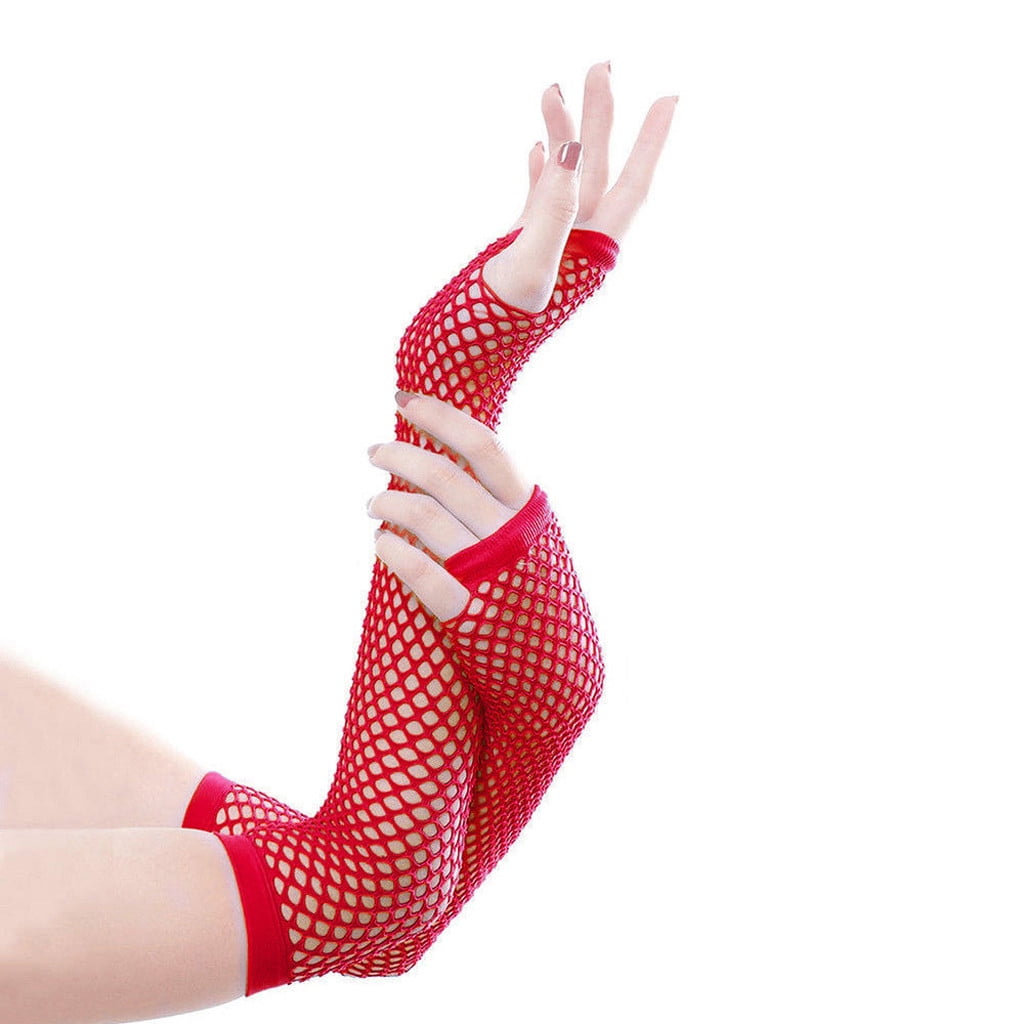 XMMSWDLA Fishnet Gloves Long Nylon Mesh Fingerless Gloves For
