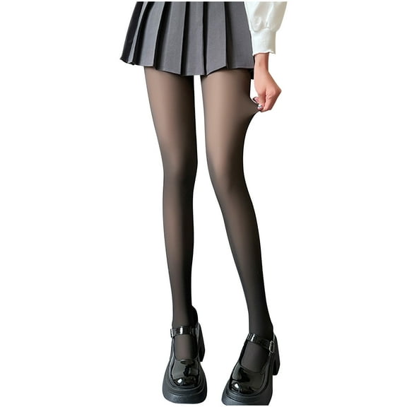 XMMSWDLA Fleece Lined Fake Translucent Pantyhose for Women Black High-Waisted Winter Warm Sheer Thick Tights Tights for Women Under Dress