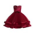 thumbnail image 1 of XMMSWDLA Flower Girl Dress Bow-Knot Toddler Wedding Pageant Party Sleeveless Tulle Tutu Dress for Girls 3-8 Years Toddler Christmas Shirt, 1 of 9