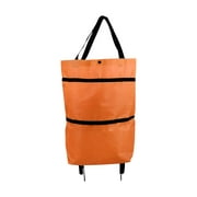 XMMSWDLA Foldable Shopping Bag with Wheels Folding Shopping Trolley Tote Bag On Wheels folding Shopping Cart Bags 2 In 1 Reusable Grocery Bags Travel Bag Storage Bags with Zipper