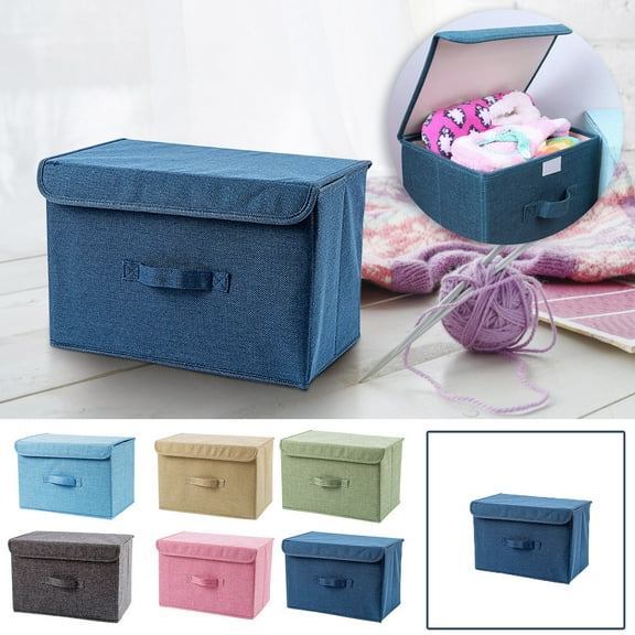 XMMSWDLA Foldable Storage Boxes with Lids,Large Linen Fabric Foldable Storage Boxes Organizer,Closet Organizers for Clothes Storage, Office Storage Cube Storage Bin
