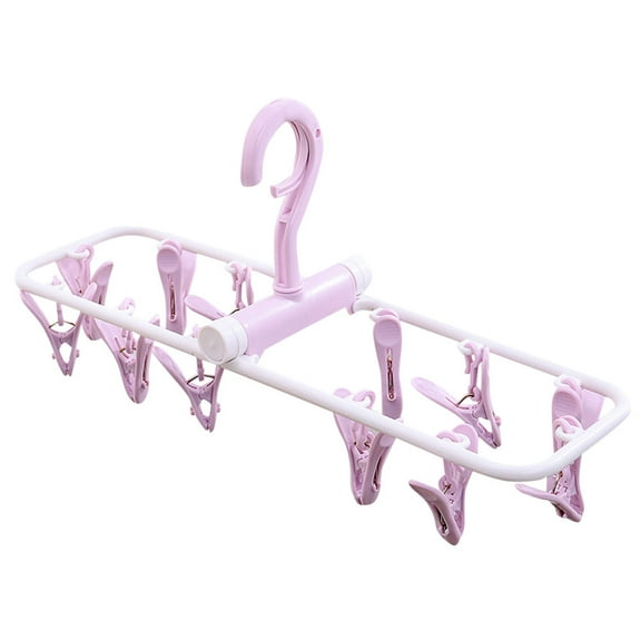 XMMSWDLA Folding Portable Laundry Hanger with 12 Clips Drying Rack for Socks&Lingerie Plastic Clothes Pins