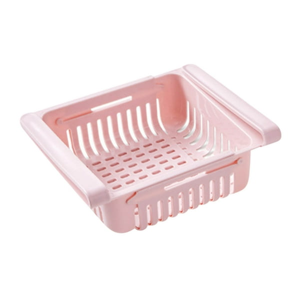 XMMSWDLA Fridge Drawer Organizer 1 Pack Retractable Drawer Refrigerator Storage Box,Unique Design Pull Out Bins, Fridge Shelf Holder Storage Box, Small Size,pink