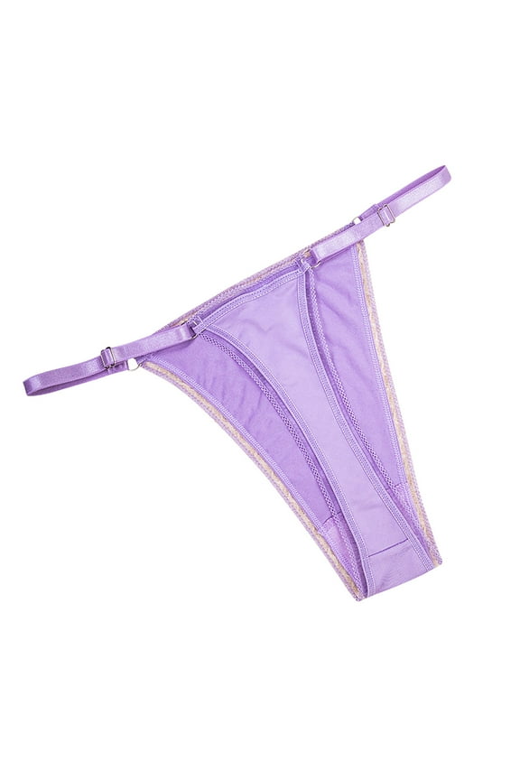 G-String Thongs for Women Cotton Panties Stretch T-Back Tangas Low Rise Hipster Underwear Purple S Underwear Women
