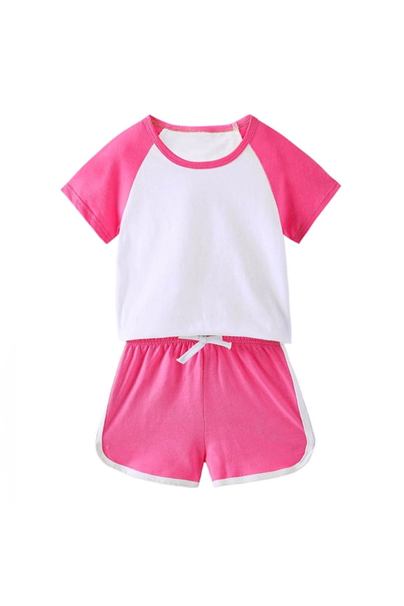 Girl Clothes Toddler Baby Girls Clothes T-Shirt + Shorts Cute Summer Short Set Hot Pink Vintage-Style Children’s Outfits