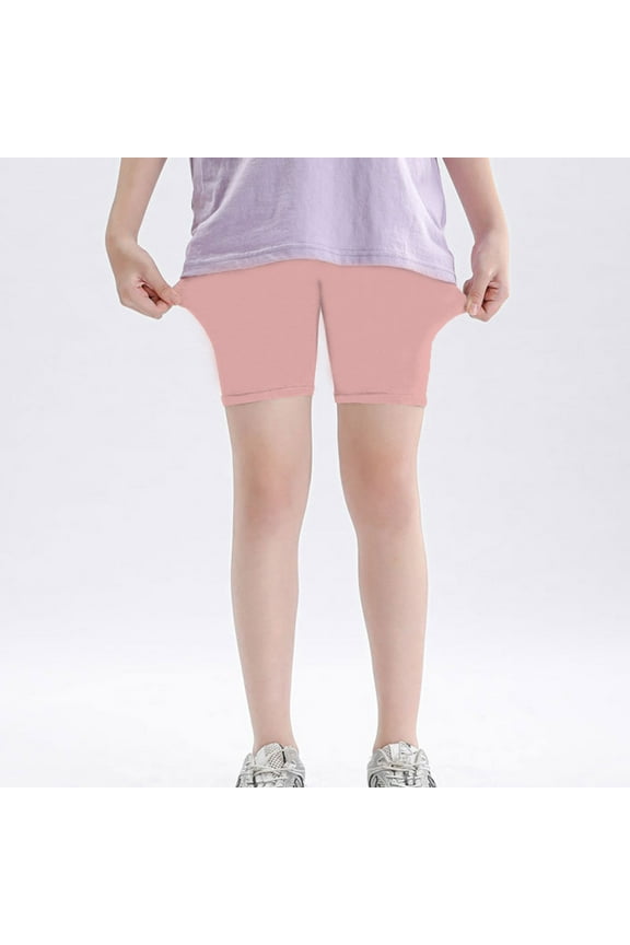 Girls Bike Shorts Summer New Girls Leggings Kids Thin Pants Young Student Fashion Safety Pants for 2-12 Years Teen Children Casual Shorts Pink High-Rise Shorts‌