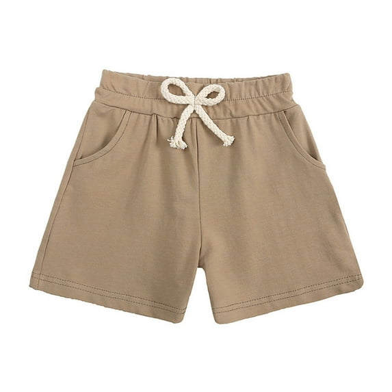 XMMSWDLA Girls Boxer Shorts Girls Cotton Shorts Casual Drawstring Summer Beach Vacation Shorts with Elastic Waist Brown High-Rise Shorts