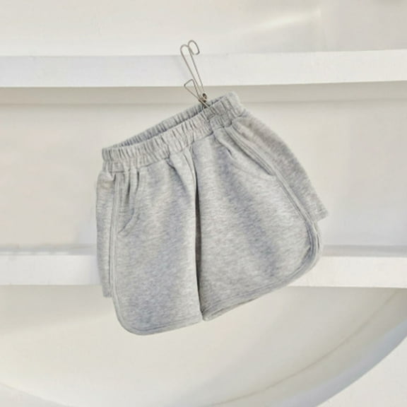 XMMSWDLA Girls Soccer Shorts 2025 Toddler Boys Girls Shorts Clothes Solid Elastic Kids Short Pants Casual Style for Teenager Children Leggins Gray Swim Shorts