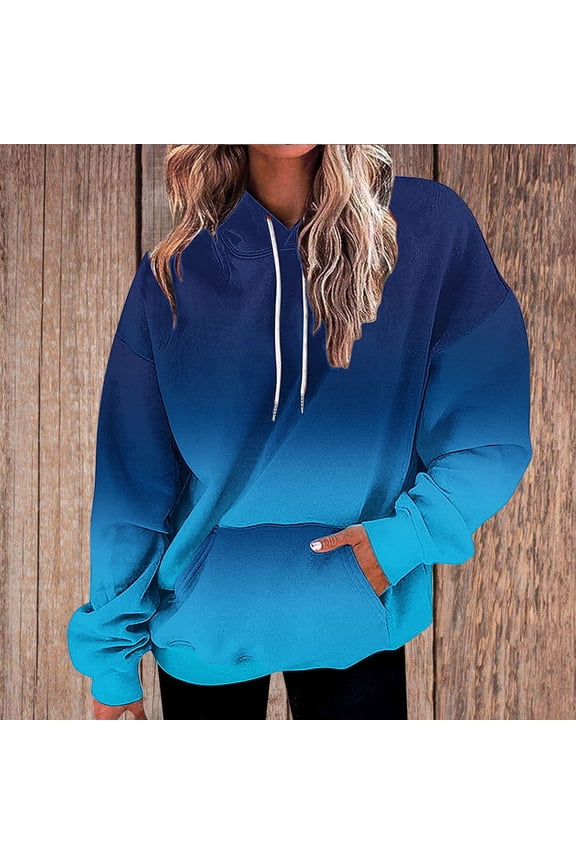 Gradient Printed Hoodies for Women Oversized Hooded Sweatshirts Long Sleeve Shirts Cozy Soft Pullover Womans Hoodie