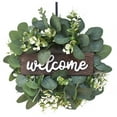 thumbnail image 1 of XMMSWDLA Green Eucalyptus Wreath for Front Door, 11.8 inch Eucalyptus Leaves Wreath with Welcome Sign, Spring/Summer Wreaths for Indoor/Outdoor Farmhouse Home Wall Window Decor, 1 of 9