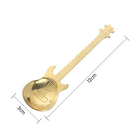 XMMSWDLA Guitar Spoon Tea Spoon Colorful Stainless Steel Tea Dinner Table Mixing Spoon Kit, Dessert Coffee Sugar Spoon for Ice- cream, Milkshake, Coffee and More, 4.7 Inches,