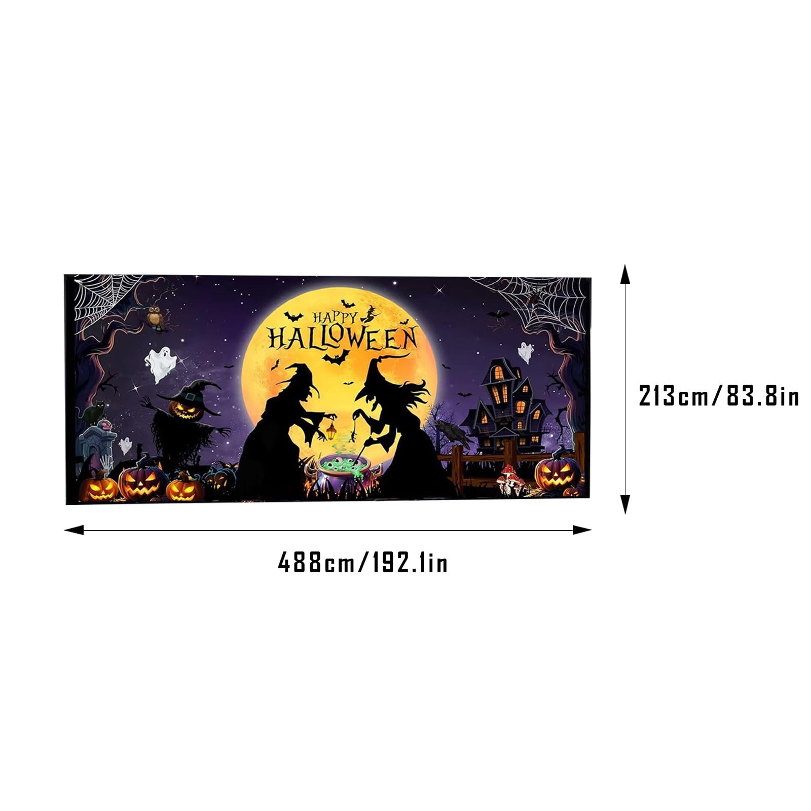 Spooky Halloween Garage Door Banner - 6x13 Ft Haunted Cemetery Backdrop For Outdoor & Indoor Scary Decor