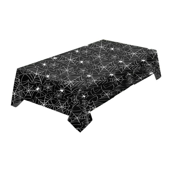 XMMSWDLA Halloween Party Supplies - Spider Webs Disposable Tablecloth Plastic Table Cover, Ideal for Halloween Spider Webs Party Decorations, 54 X 108 Inch
