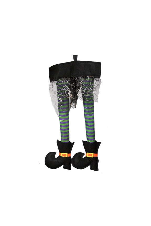 Halloween Witch Legs Hanging Decoration - Plush Stuffed Witch Legs with Shoes for Window/Door/Trunk, Spooky Party & Yard Decor (Witch's Legs Halloween, Auto Novelty, Climbing Ghost Prop)
