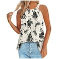 thumbnail image 1 of XMMSWDLA Halter Tank Tops Women Floral Printed Summer Sleeveless Blouse and Tops Casual Loose Tunic Shirts Cute Tank Tops Khaki Tank Top Women, 1 of 3