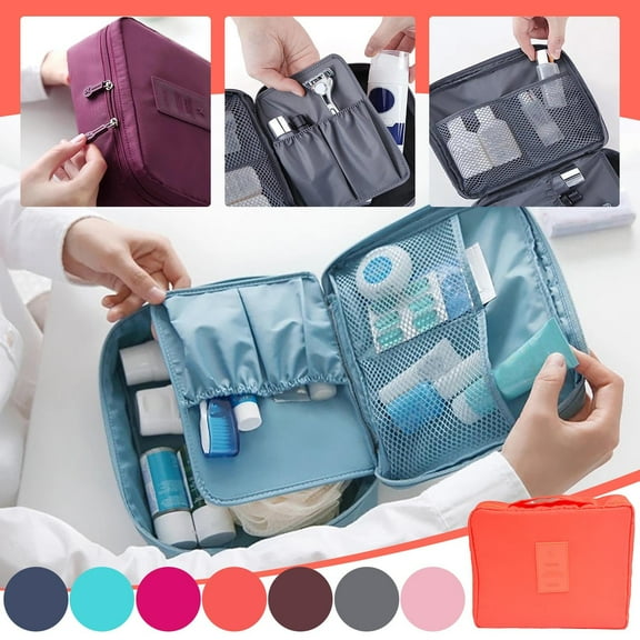 XMMSWDLA Hanging Toiletry Bag for Men and Women Travel Portable Bathroom Toiletry Storage Bags Waterproof Cosmetics Makeup and Toiletries Organizer Kit with Hook (red)