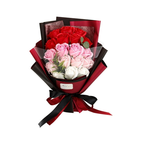 XMMSWDLA Happy Birthday DecorationsSoap Flower Bouquet 18pcs Roses Carnations Gift Spring Decoration Mother'S Day Tulips Kitchens Offices Weddings Flower Bouquets Flower Arrangements Items