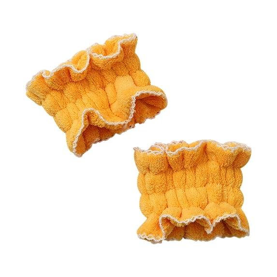 XMMSWDLA Headband for Washing Face and Matching Wristbands, Teen Girls Fuzzy Skincare Headbands, Kids Soft Facial Makeup Head Band, Shower Skin Care Girl Hair Sleepover Party Supplies (yellow)