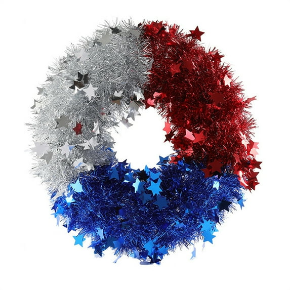 XMMSWDLA Independence Day Wreath Patriotic Wreath for Front Door American Flag Theme Handmade Flower Shaped Wreath Holiday Hanging Ornament for 4th of July Memorial Day Window Wall Decoration